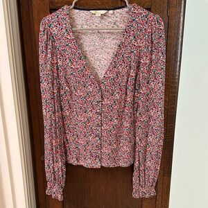 Boden Floral V-Neck Blouse